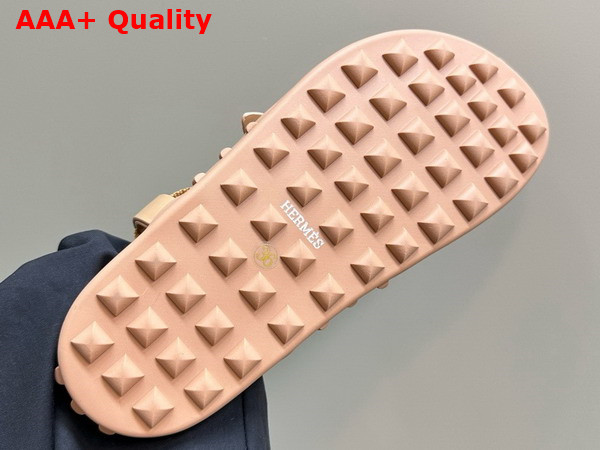 Hermes Inboard Sandal in Milk Tea Color Woven Ribbon and Calfskin Replica