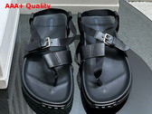 Hermes Inboard Sandal in Noir Woven Ribbon and Calfskin Replica