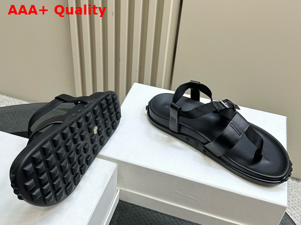 Hermes Inboard Sandal in Noir Woven Ribbon and Calfskin Replica