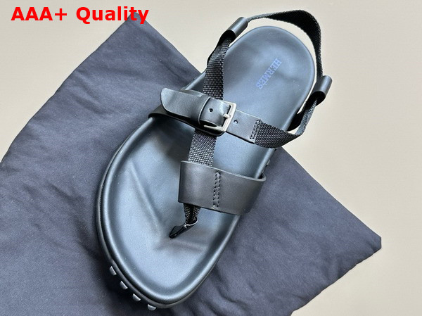 Hermes Inboard Sandal in Noir Woven Ribbon and Calfskin Replica