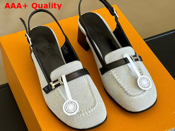 Hermes Infinie 50 Pump Beige and Noir Denim and Calfskin Replica