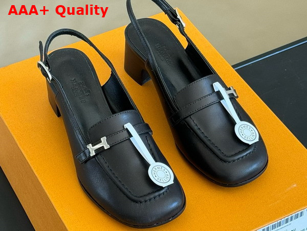 Hermes Infinie 50 Pump in Noir Goatskin Replica