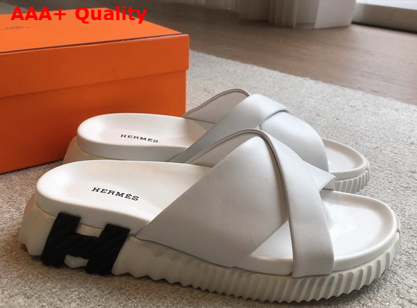 Hermes Infra Sandal Blanc De Paris Nappa Leather Replica