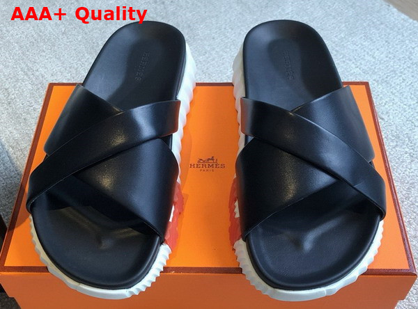 Hermes Infra Sandal Noir Nappa Leather Replica
