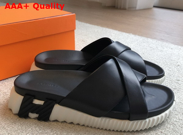 Hermes Infra Sandal Noir Nappa Leather Replica