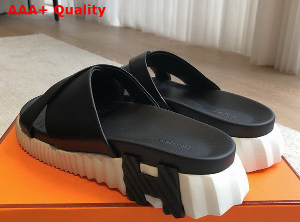 Hermes Infra Sandal Noir Nappa Leather Replica