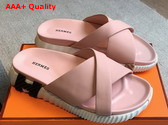 Hermes Infra Sandal Rose Porcelaine Nappa Leather Replica