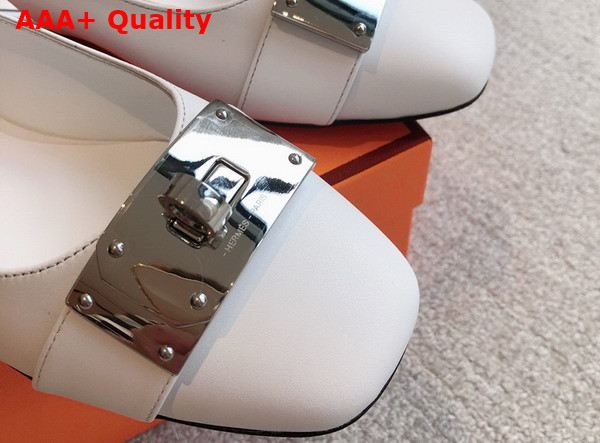 Hermes Innocente Slingback Flat in Blanc Calfskin Replica