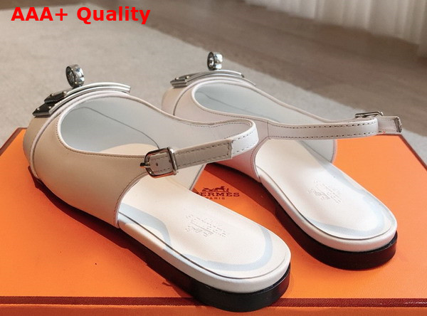 Hermes Innocente Slingback Flat in Blanc Calfskin Replica