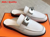 Hermes Iota Mule in Blanc Calfskin Replica