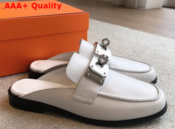 Hermes Iota Mule in Blanc Calfskin Replica