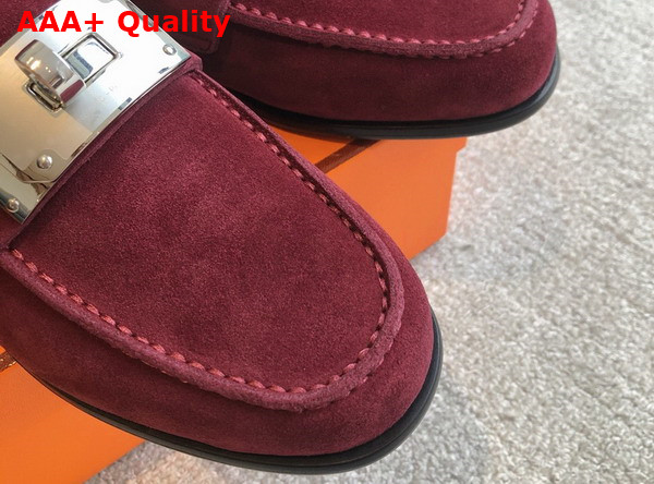 Hermes Iota Mule in Marron Mahogany Suede Goatskin Replica