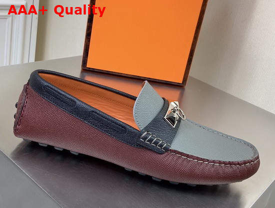 Hermes Irving Loafer in Epsom Calfskin with Ruthenium Pleated Mini Dog Hardware Bordeaux Gray Replica