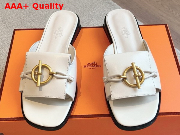 Hermes Isle Sandal in Blanc Calfskin Replica
