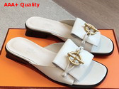 Hermes Isle Sandal in Blanc Calfskin Replica