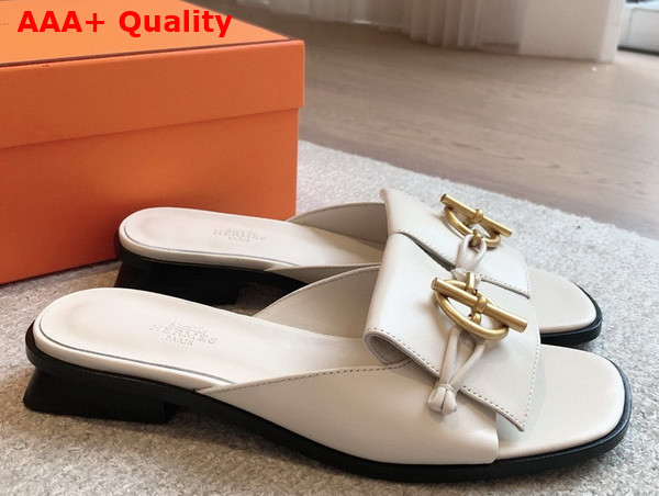 Hermes Isle Sandal in Blanc Calfskin Replica