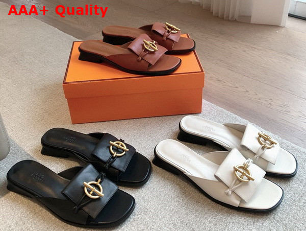 Hermes Isle Sandal in Naturel Calfskin Replica