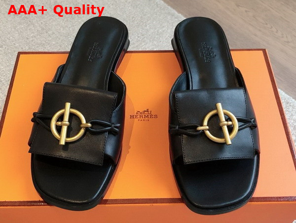 Hermes Isle Sandal in Noir Calfskin Replica