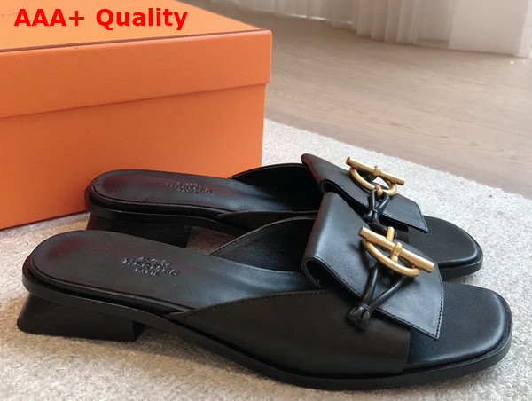 Hermes Isle Sandal in Noir Calfskin Replica