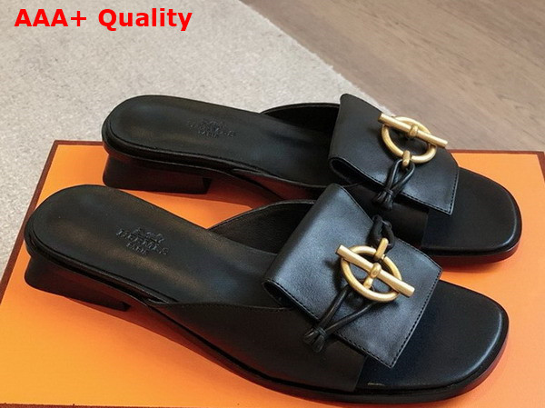 Hermes Isle Sandal in Noir Calfskin Replica