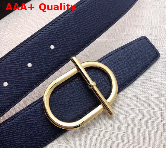 Hermes Ithaque Belt Buckle Reversible Leather Strap 38mm Noir Bleu Nuit Replica