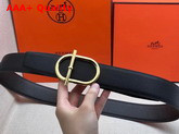 Hermes Ithaque Belt Buckle Reversible Leather Strap 38mm Noir Chocolate Replica