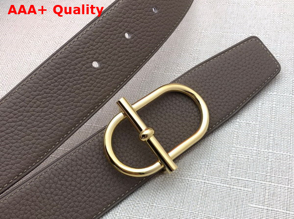 Hermes Ithaque Belt Buckle Reversible Leather Strap in Box 135 and Togo Calfskin Noir Etain Replica