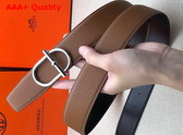 Hermes Ithaque Belt Buckle Reversible Leather Strap in Box 135 and Togo Calfskin Noir Gold Replica