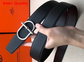 Hermes Ithaque Belt Buckle Reversible Leather Strap in Box 135 and Togo Calfskin Noir Replica