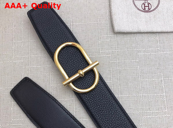 Hermes Ithaque Belt Buckle Reversible Leather Strap in Box 135 and Togo Calfskin Noir Replica