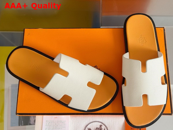 Hermes Izmir Sandal in Blanc Epsom Calfskin Replica