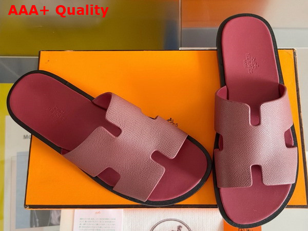 Hermes Izmir Sandal in Burgundy Epsom Calfskin Replica