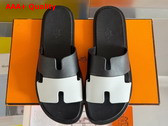 Hermes Izmir Sandal in Epsom Calfskin Black and White Replica