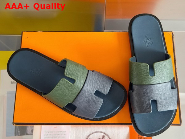 Hermes Izmir Sandal in Epsom Calfskin Blue and Green Replica