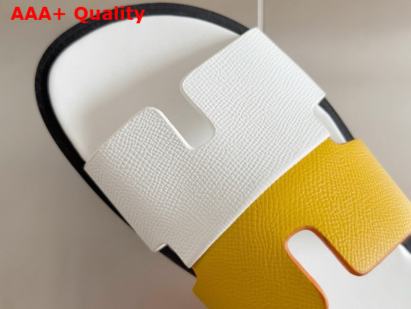 Hermes Izmir Sandal in Epsom Calfskin White and Yellow Replica