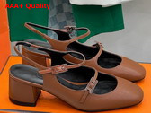Hermes Jackie 50 Pump in Marron Alezan Goatskin Replica