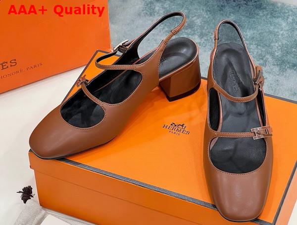 Hermes Jackie 50 Pump in Marron Alezan Goatskin Replica