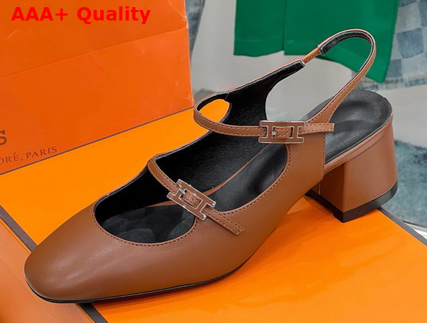 Hermes Jackie 50 Pump in Marron Alezan Goatskin Replica