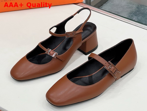 Hermes Jackie 50 Pump in Marron Alezan Goatskin Replica