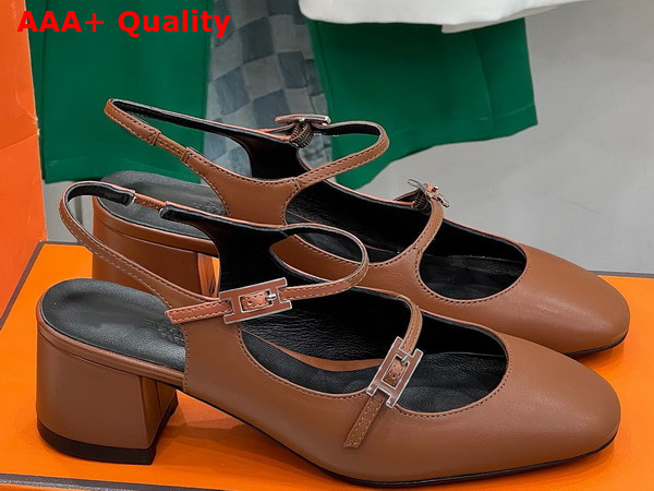 Hermes Jackie 50 Pump in Marron Alezan Goatskin Replica