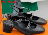 Hermes Jackie 50 Pump in Noir Goatskin Replica