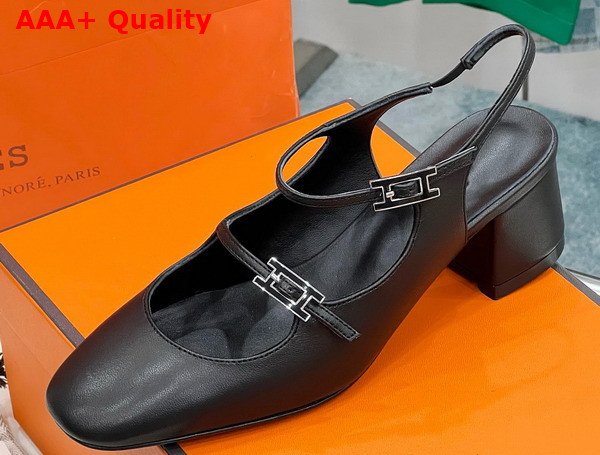 Hermes Jackie 50 Pump in Noir Goatskin Replica