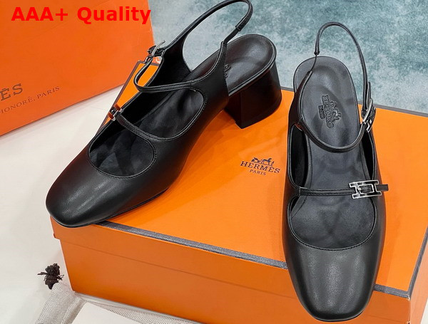 Hermes Jackie 50 Pump in Noir Goatskin Replica