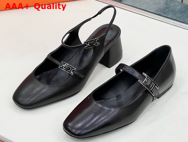 Hermes Jackie 50 Pump in Noir Goatskin Replica