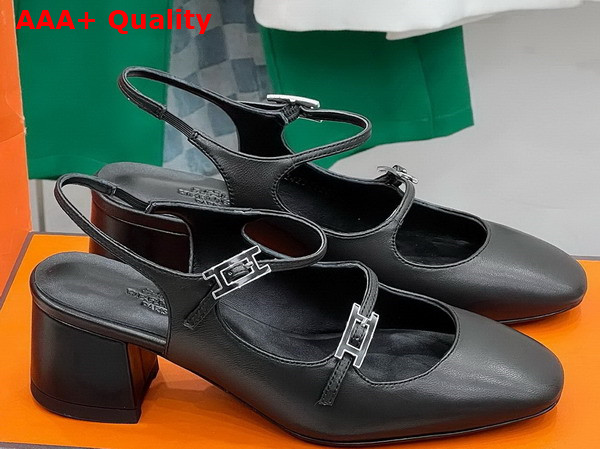 Hermes Jackie 50 Pump in Noir Goatskin Replica