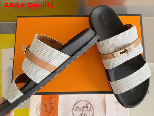 Hermes Jackson Sandal in Canvas and Calfskin Replica
