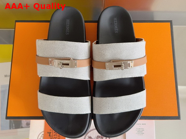 Hermes Jackson Sandal in Canvas and Calfskin Replica