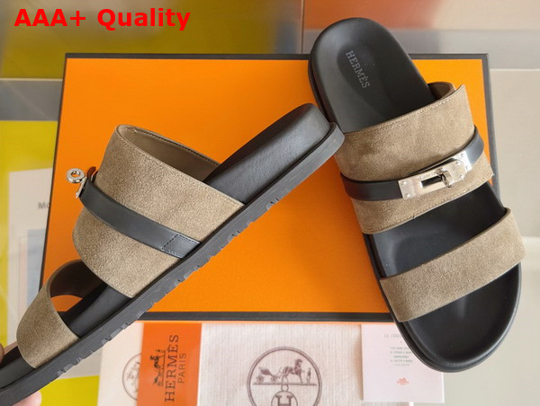 Hermes Jackson Sandal in Etoupe Suede Goatskin Replica