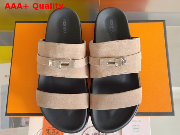 Hermes Jackson Sandal in Etoupe Suede Goatskin Replica