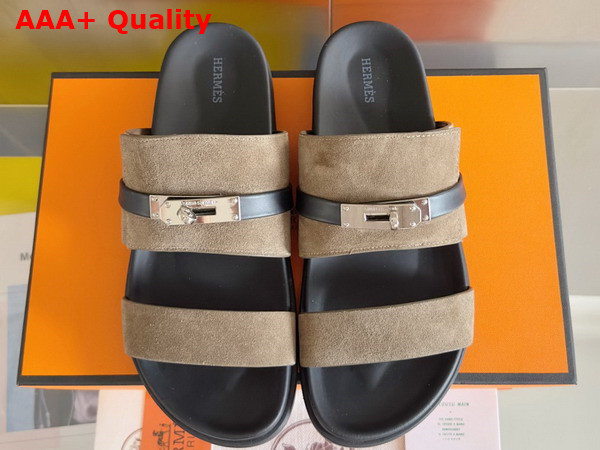 Hermes Jackson Sandal in Etoupe Suede Goatskin Replica
